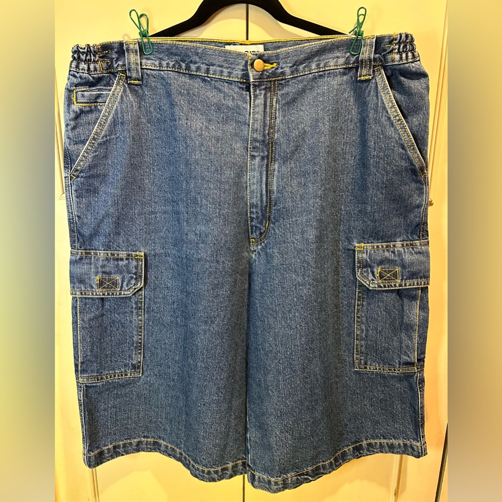 King size Men's Denim Cargo Shorts 40 Tall Blue